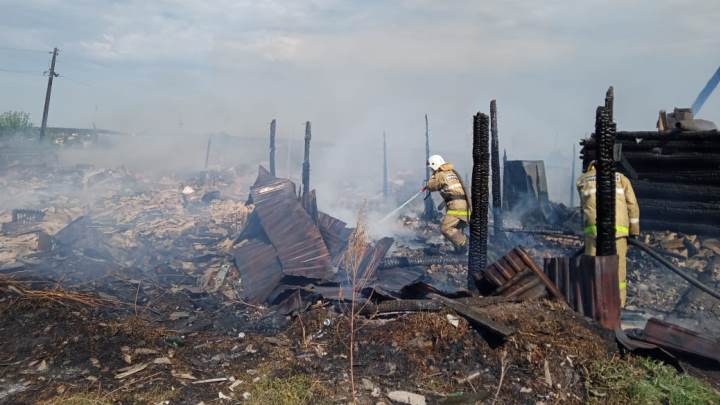 В селе Логиново ликвидирован пожар на площади 1000 кв. метров