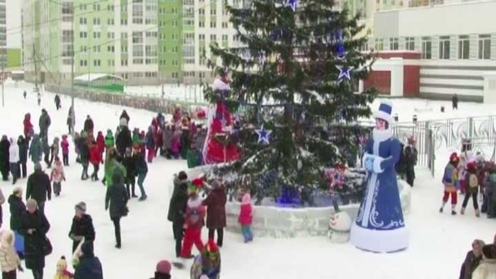 В Преображенском парке Екатеринбурга высадили 10-метровую ель