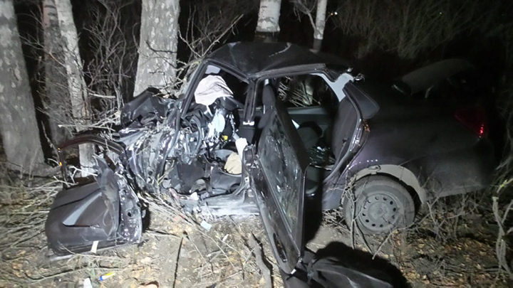 На Полевском тракте «Датсун» врезался в дерево, погиб водитель