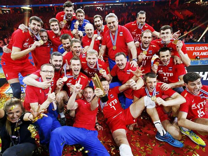 Российские волейболисты во второй раз выиграли чемпионат Европы