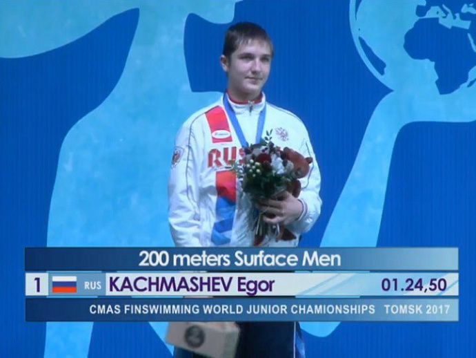 Свердловчанин Егор Качмашев завоевал золото на первенстве мира по плаванию в ластах